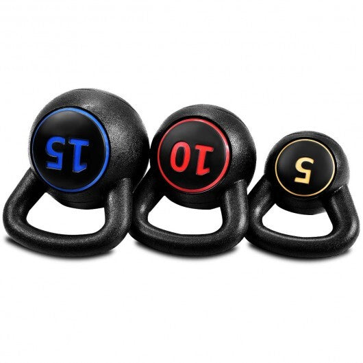 Best 3 Piece Kettlebell Weight Set - Color: Black