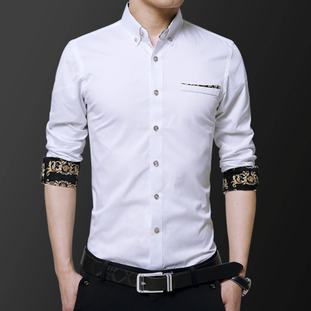 Mens Long Sleeve Button Down Shirt With Detailed Cuffs