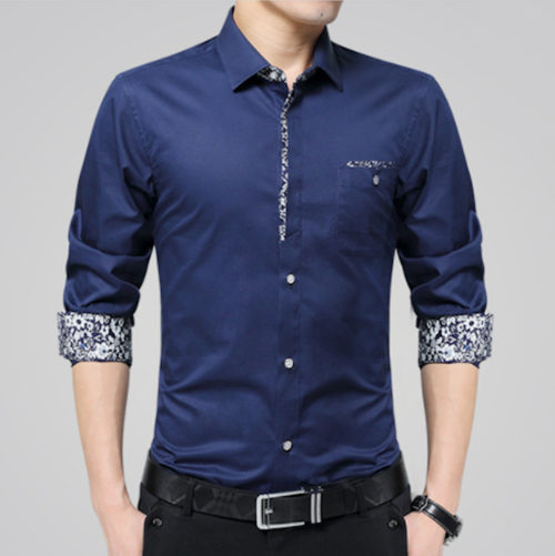 Mens Long Sleeve Button Down Shirt With Detailed Cuffs