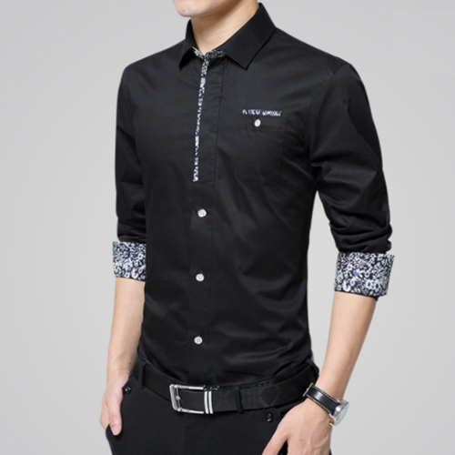 Mens Long Sleeve Button Down Shirt With Detailed Cuffs