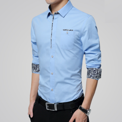 Mens Long Sleeve Button Down Shirt With Detailed Cuffs