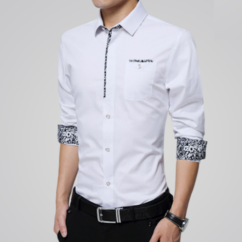 Mens Long Sleeve Button Down Shirt With Detailed Cuffs