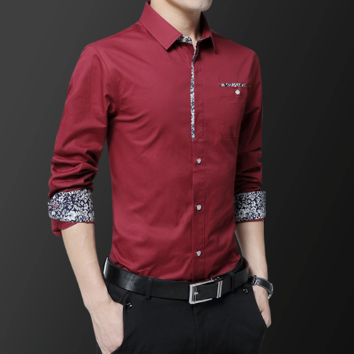 Mens Long Sleeve Button Down Shirt With Detailed Cuffs