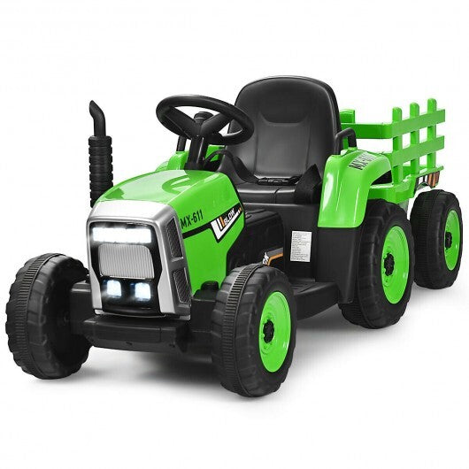 12V Ride on Tractor with 3-Gear-Shift Ground Loader for Kids 3+ Years Old-Green