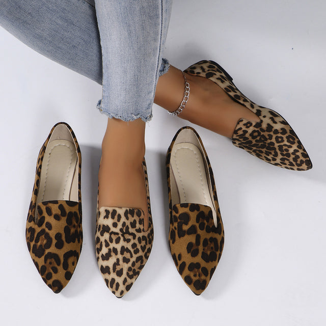 Leopard Print Shallow Mouth Pointed Flats