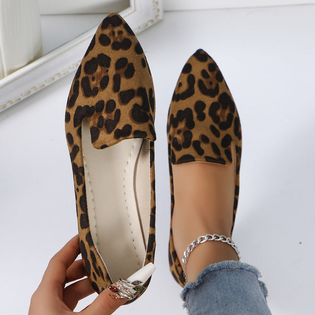 Leopard Print Shallow Mouth Pointed Flats