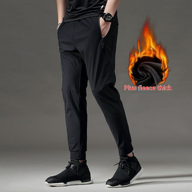 Men's Breathable Fleece-lined Elastic Fitness Pants