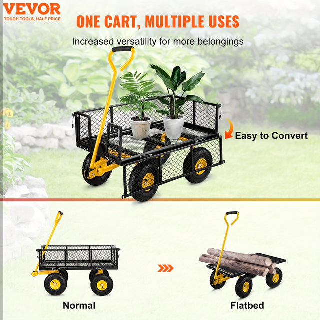 Best VEVOR Steel Garden Cart, Heavy Duty 500 lbs Capacity