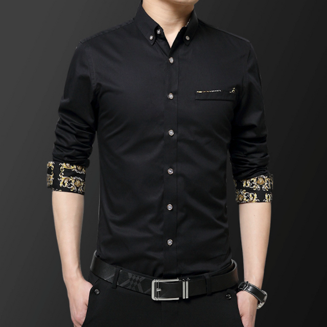 Mens Long Sleeve Button Down Shirt With Detailed Cuffs