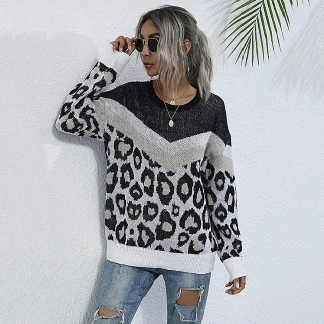 Womens Leopard Print Sweater