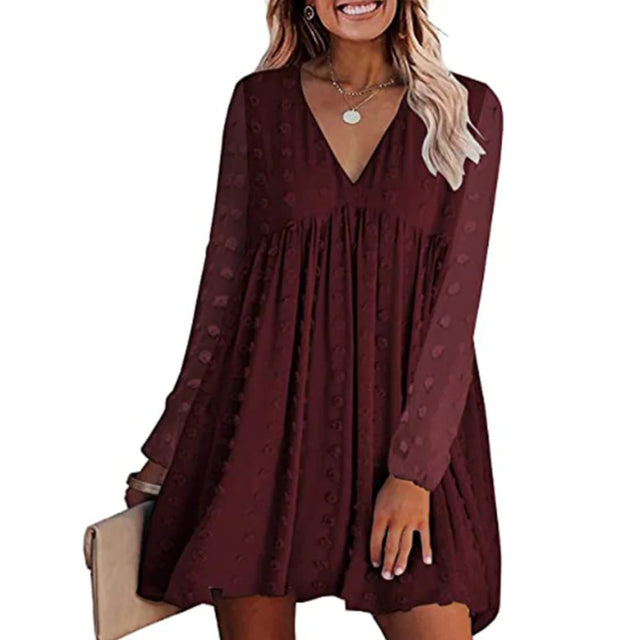 Elegant Long Sleeve Flowy Dress