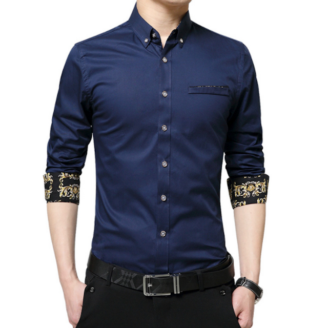 Mens Long Sleeve Button Down Shirt With Detailed Cuffs