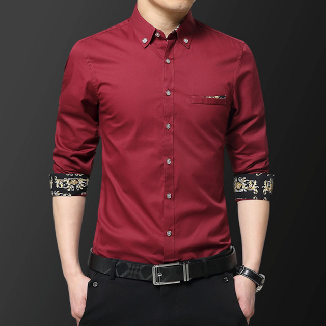 Mens Long Sleeve Button Down Shirt With Detailed Cuffs