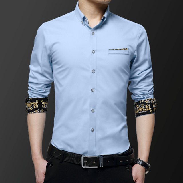 Mens Long Sleeve Button Down Shirt With Detailed Cuffs