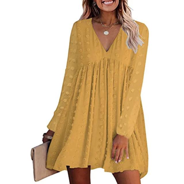 Elegant Long Sleeve Flowy Dress