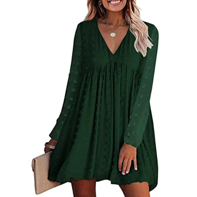 Elegant Long Sleeve Flowy Dress