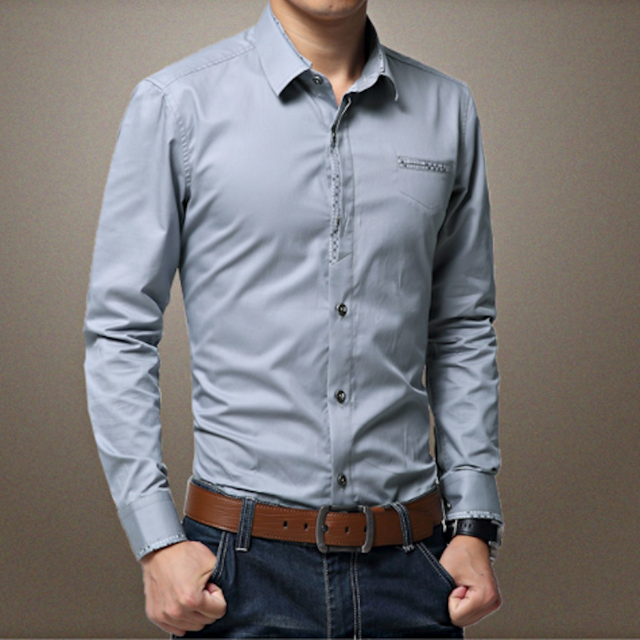 Mens Contrasting Pocket and Cuff Detailed Shirt