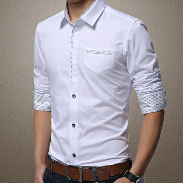 Mens Contrasting Pocket and Cuff Detailed Shirt