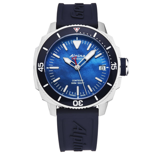 Alpina Women’s ’Comtesse’ Blue Dial Blue Rubber Strap Quartz