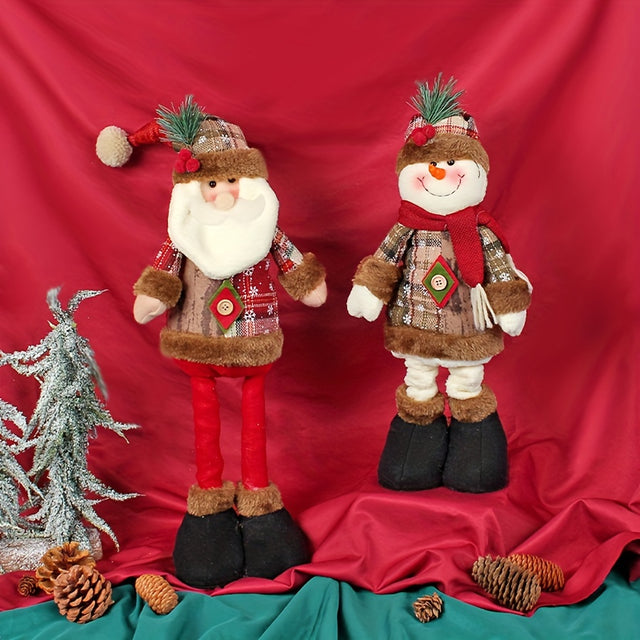 3-Piece Set Of Large Retractable Christmas Figures - Santa, Snowman & Reindeer