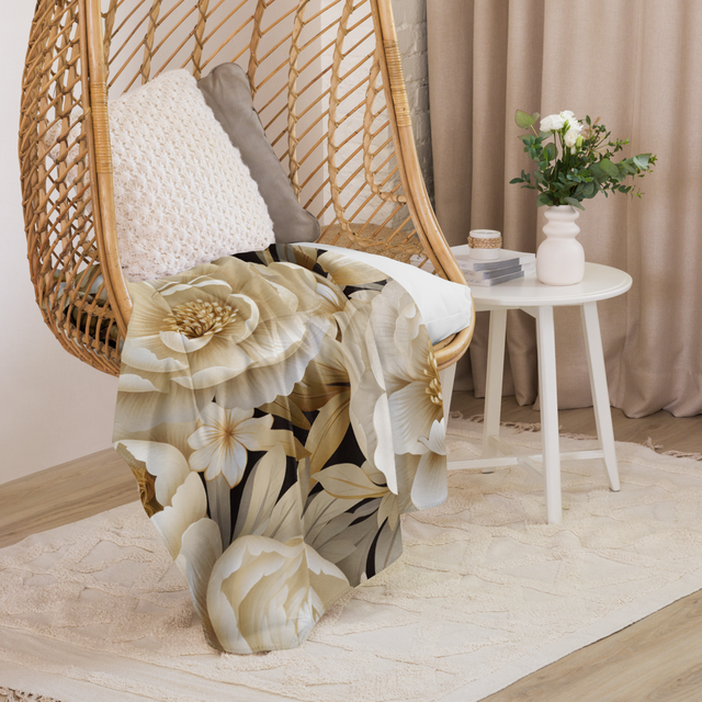 Best White Floral Cozy Sherpa Blanket