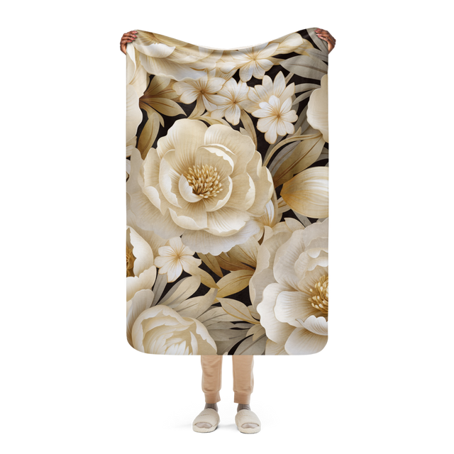 Best White Floral Cozy Sherpa Blanket