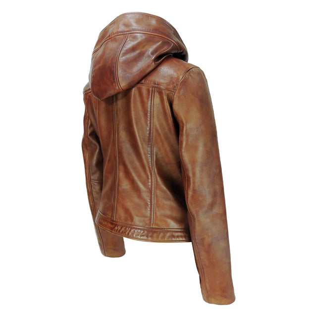 Women's Hooded Leather Jacket