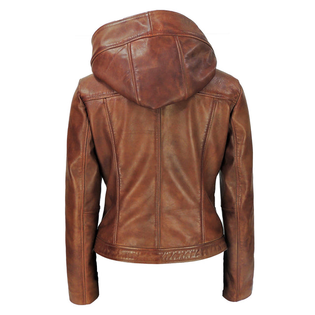 Women's Hooded Leather Jacket