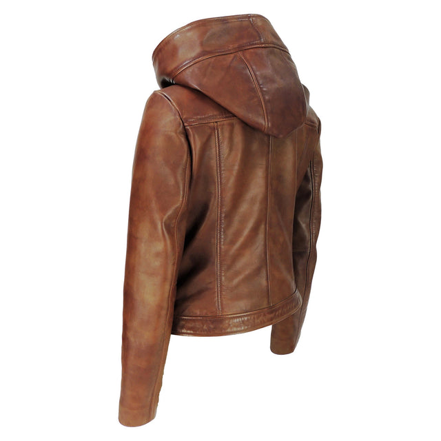 Women's Hooded Leather Jacket