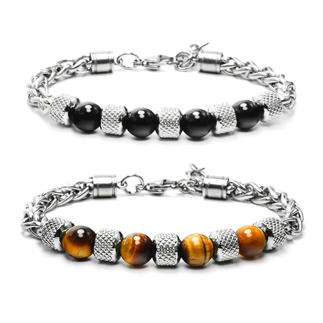 Men's Adjustable Natural Stone Bead Bracelet