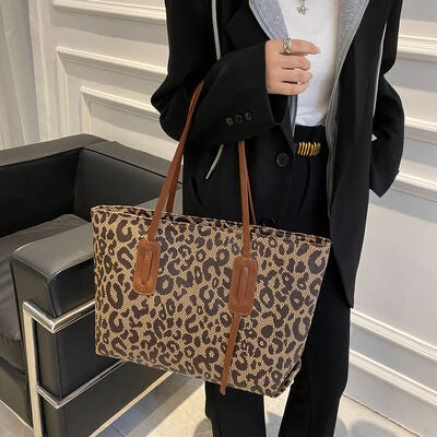 Leather Leopard Tote Bag