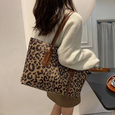 Leather Leopard Tote Bag