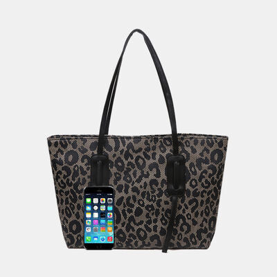 Leather Leopard Tote Bag