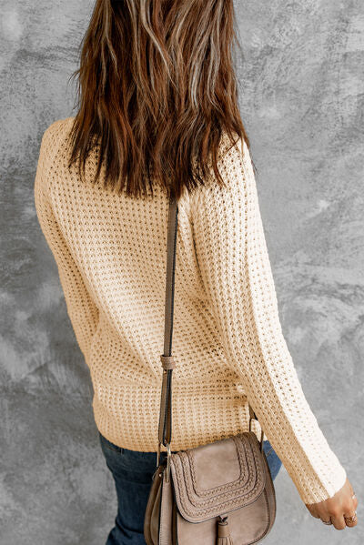 Decorative Button Mock Neck Sweater