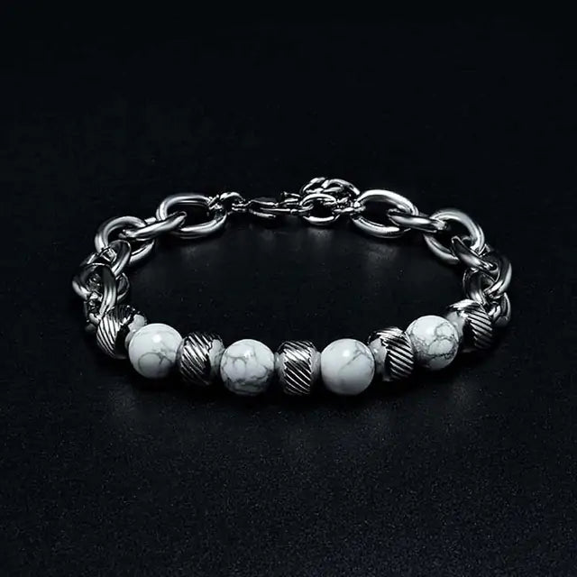 Men's Adjustable Natural Stone Bead Bracelet