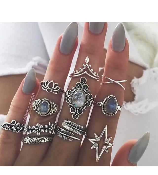 Best 11 Pcs Trendy Simple Statement Stackable Ring Set