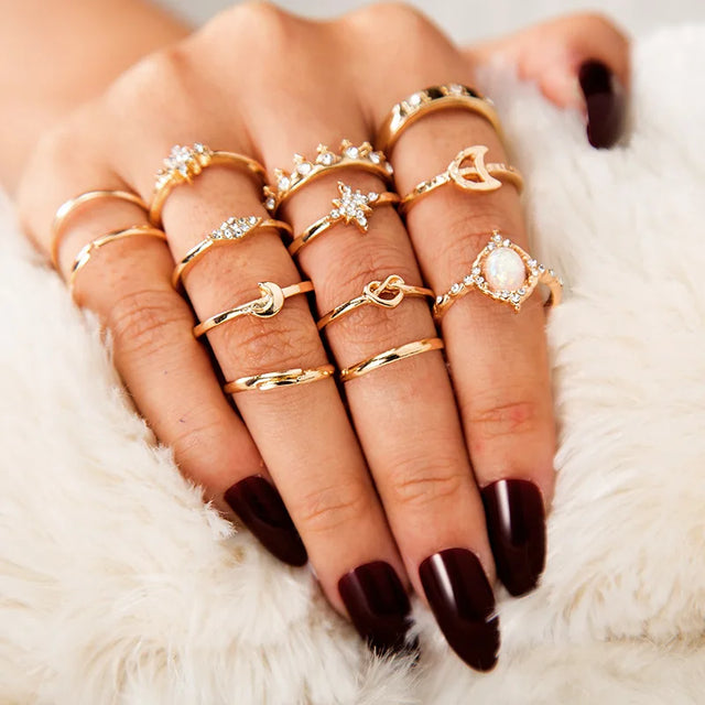 Best 11 Pcs Trendy Simple Statement Stackable Ring Set