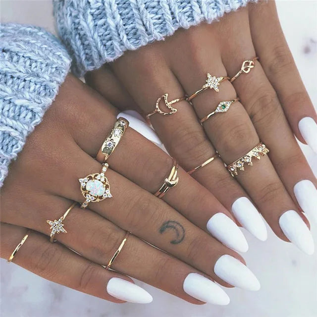 Best 11 Pcs Trendy Simple Statement Stackable Ring Set