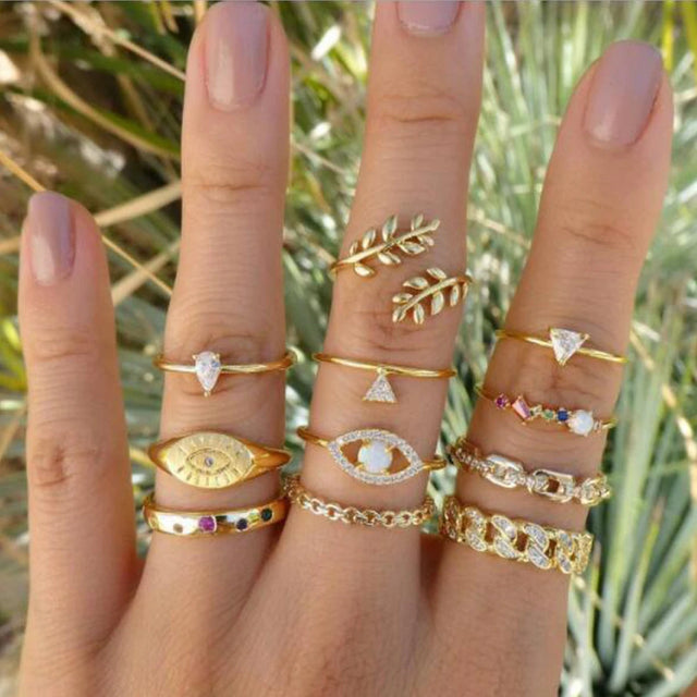 Best 11 Pcs Trendy Simple Statement Stackable Ring Set