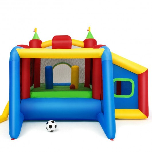 7-in-1 Kids Inflatable Bounce House with Ocean Balls with Blower