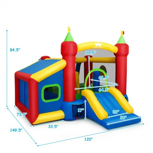 7-in-1 Kids Inflatable Bounce House with Ocean Balls with Blower