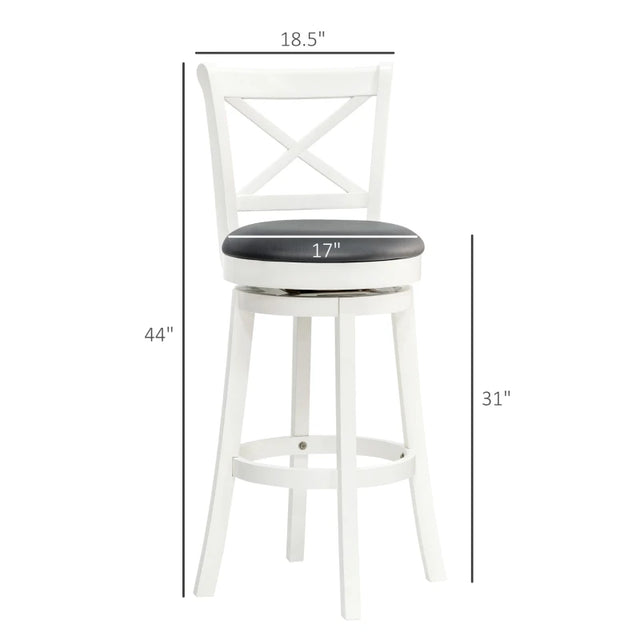 Set of 3 White Swivel Bar Stools