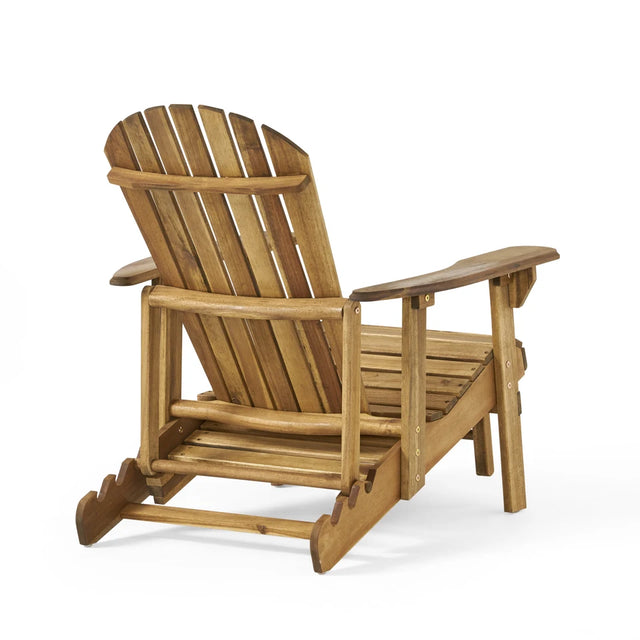 Wood Adirondack Chair with Pull-Out Footrest