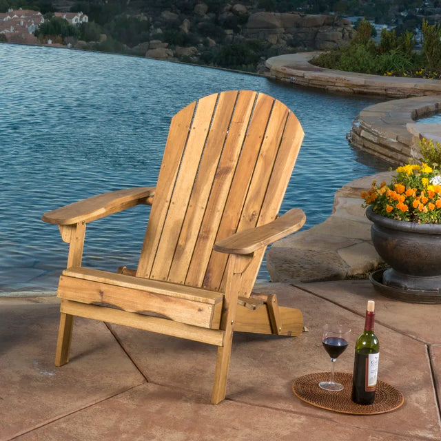 Wood Adirondack Chair with Pull-Out Footrest