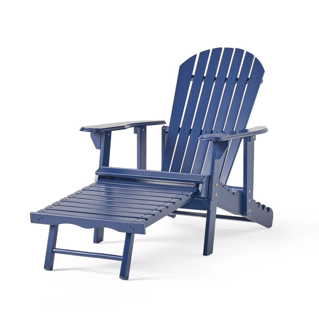 Wood Adirondack Chair with Pull-Out Footrest