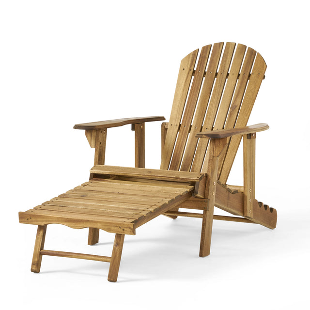 Wood Adirondack Chair with Pull-Out Footrest