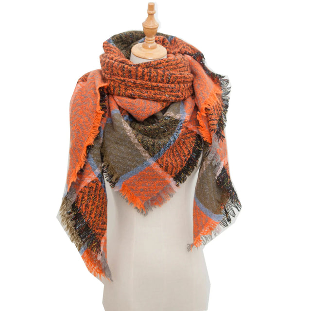 Stylish Women's Warm Chunky Checked Scarf