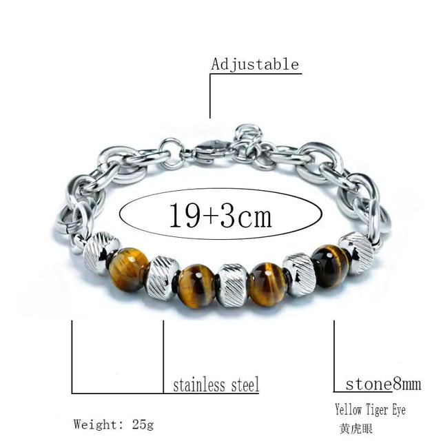 Men's Adjustable Natural Stone Bead Bracelet