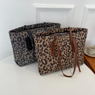 Leather Leopard Tote Bag